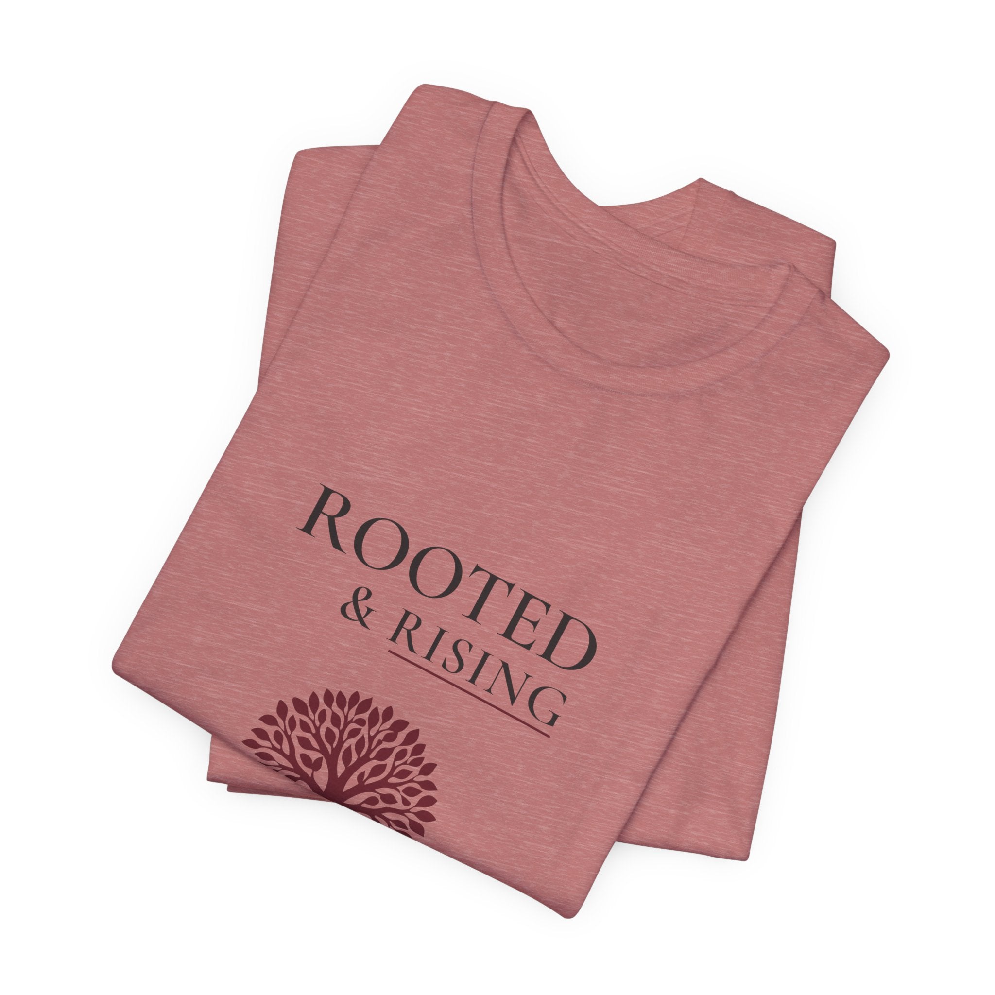 Rooted & Rising Minimalist Logo Tee — Lightweight Inspirational Crew Neck Shirt