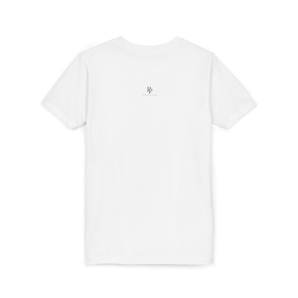 Rooted & Poised Youth Tee — Minimal Botanical Kids Shirt