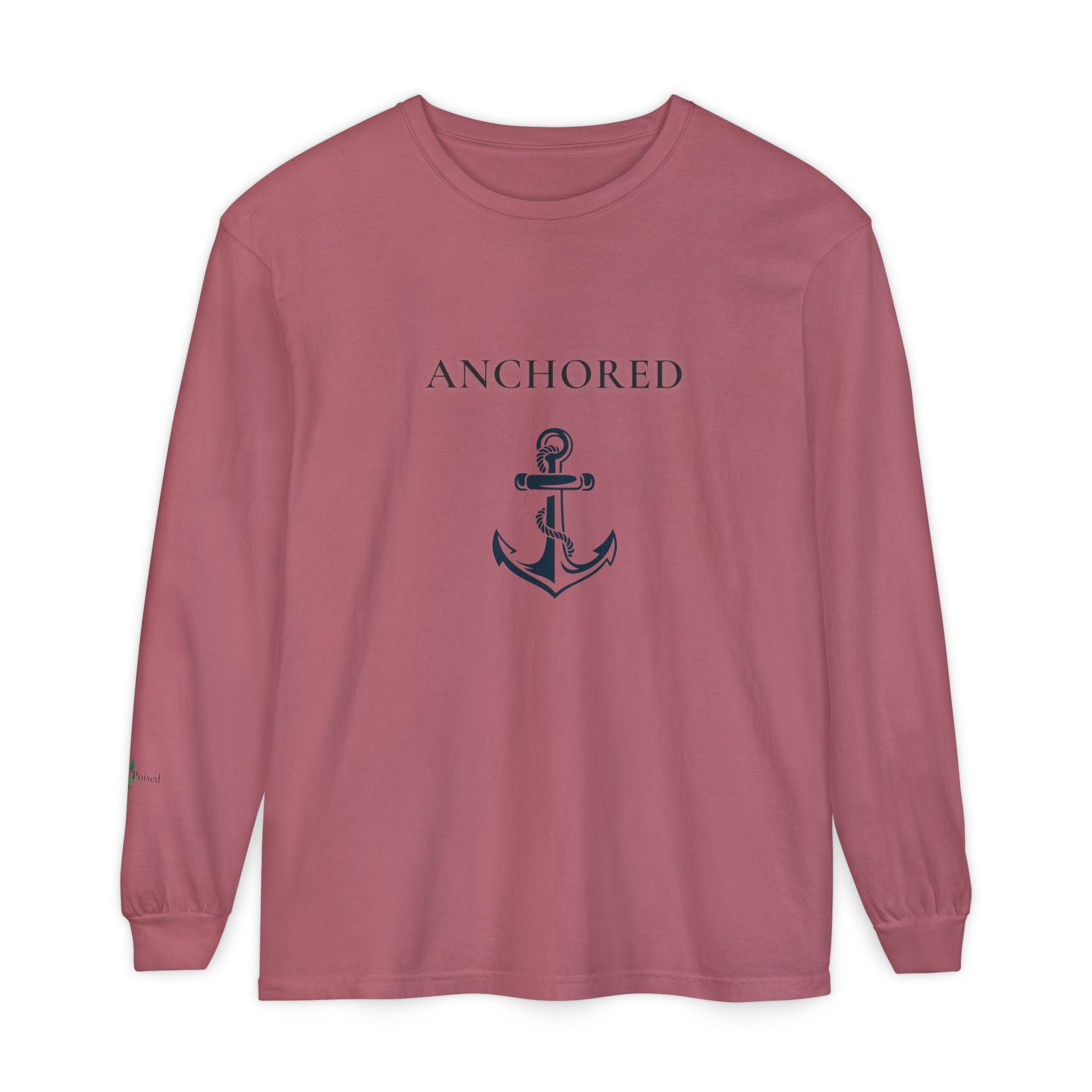 Anchored Long Sleeve Tee — Minimalist Nautical Graphic Shirt