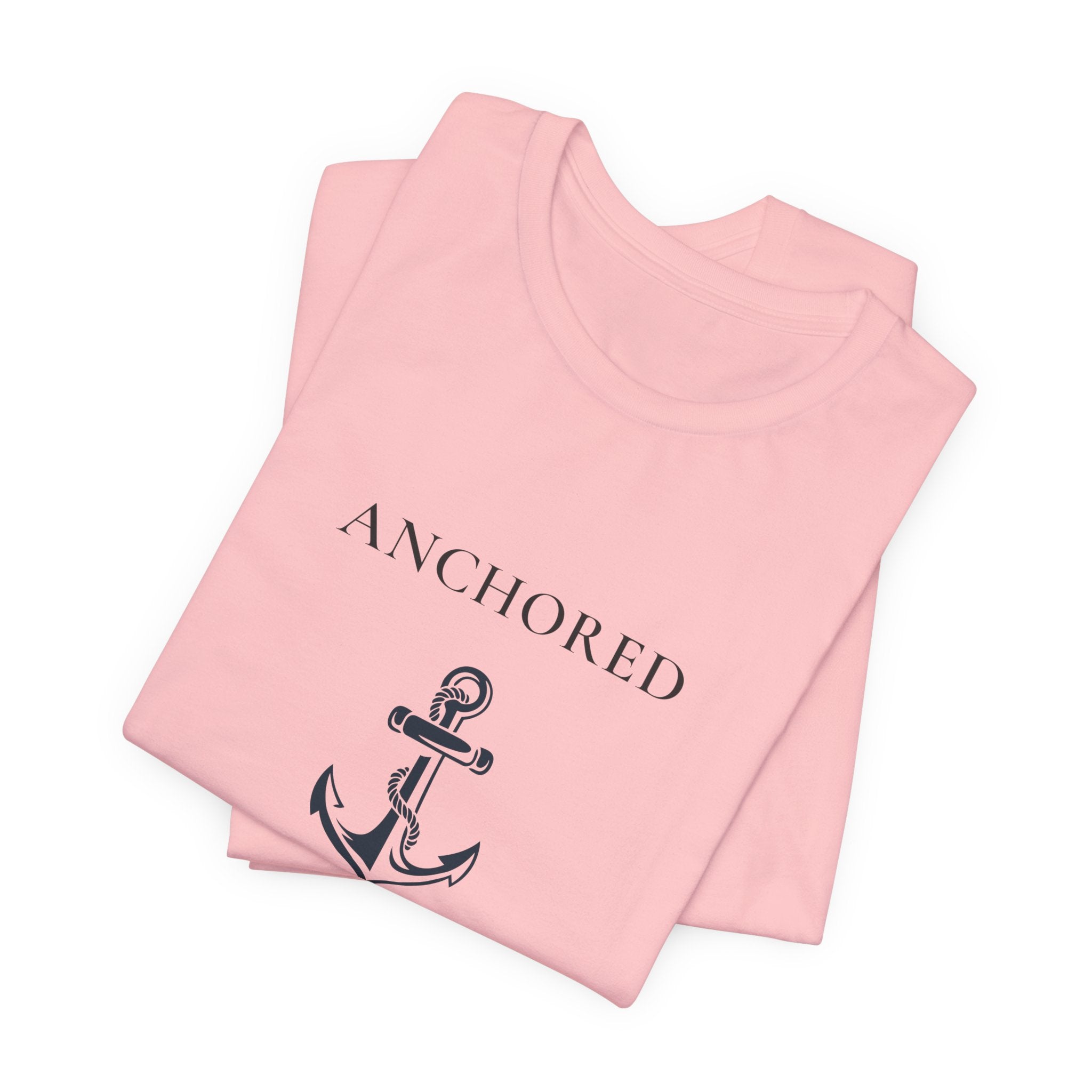 Anchored Minimalist White Tee — Simple Nautical Crew Neck Shirt