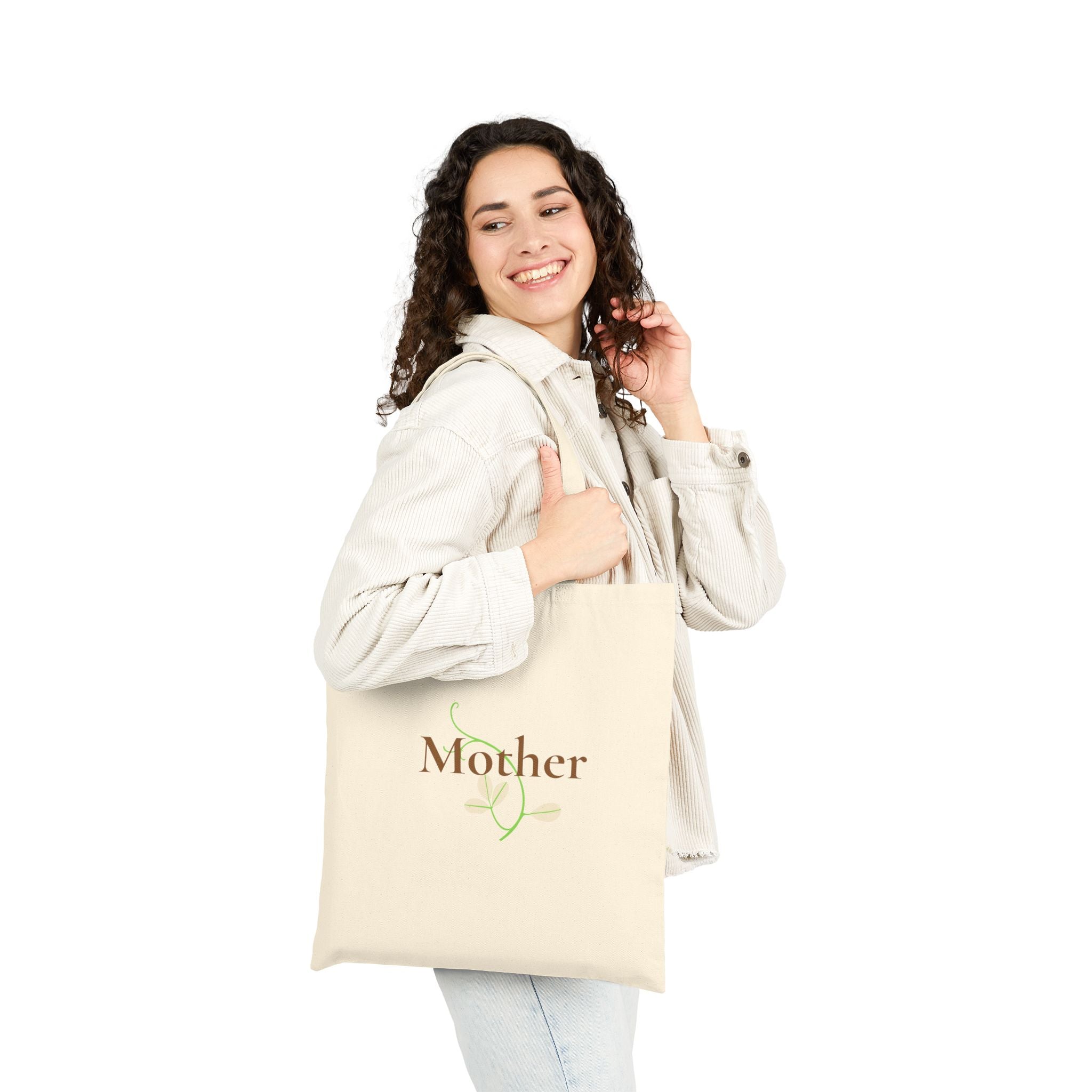Mother Floral Tote Bag — Cotton Canvas Mom Gift for Mother's Day