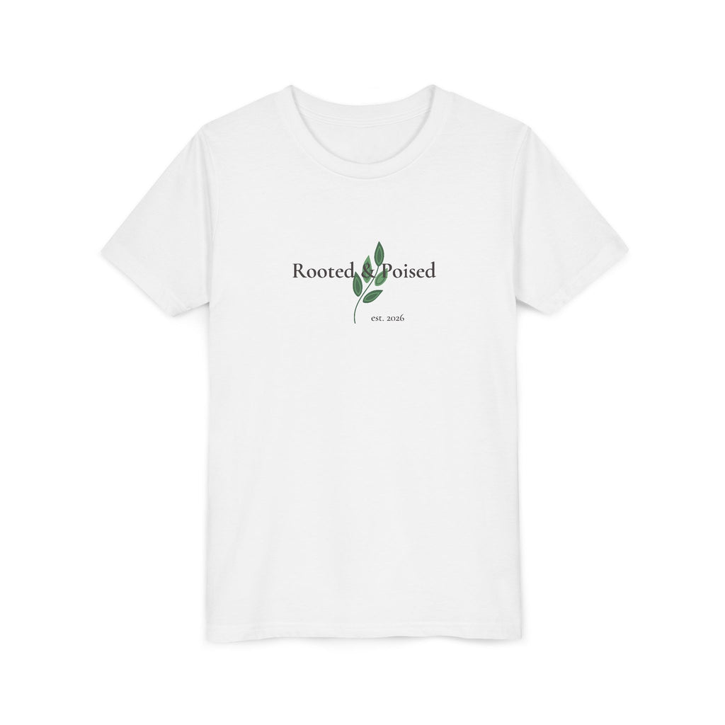 Rooted & Poised Youth Tee — Minimal Botanical Kids Shirt
