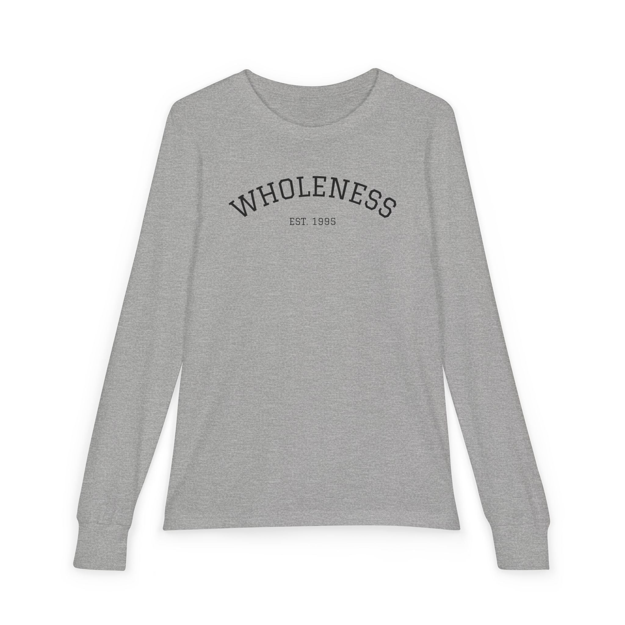 Wholeness Youth Long Sleeve Tee — Minimalist Arch Text Kids Shirt