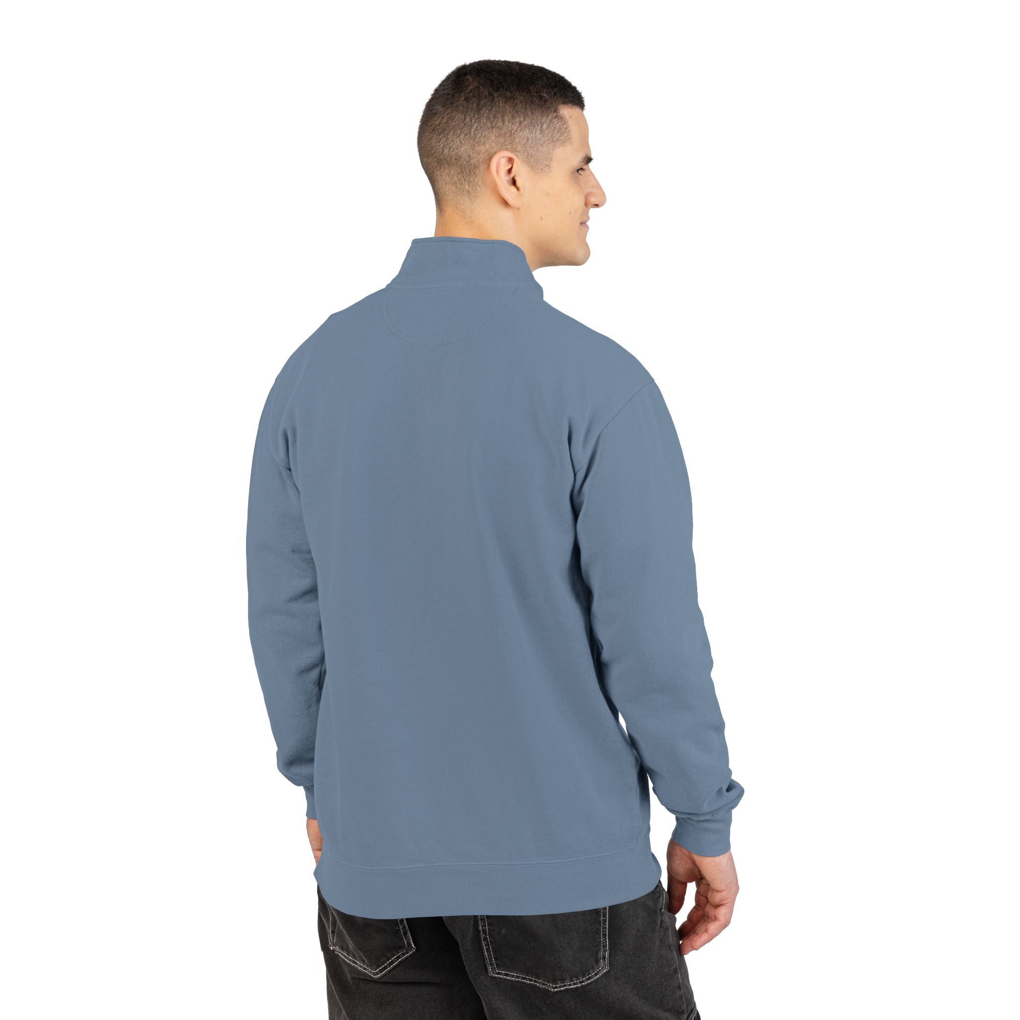 Embroidered Compass Quarter-Zip Sweatshirt — Minimalist Outdoor Pullover