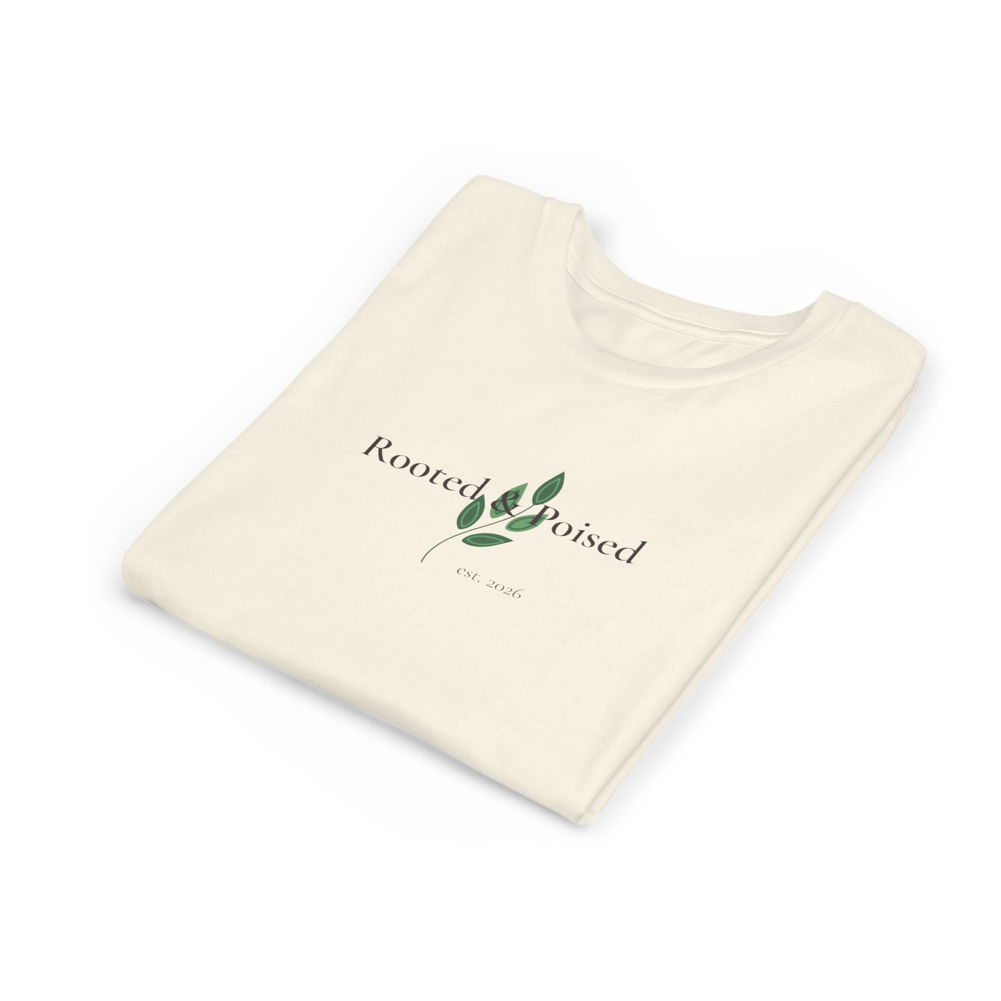 Rooted & Poised Youth Tee — Minimal Botanical Kids Shirt