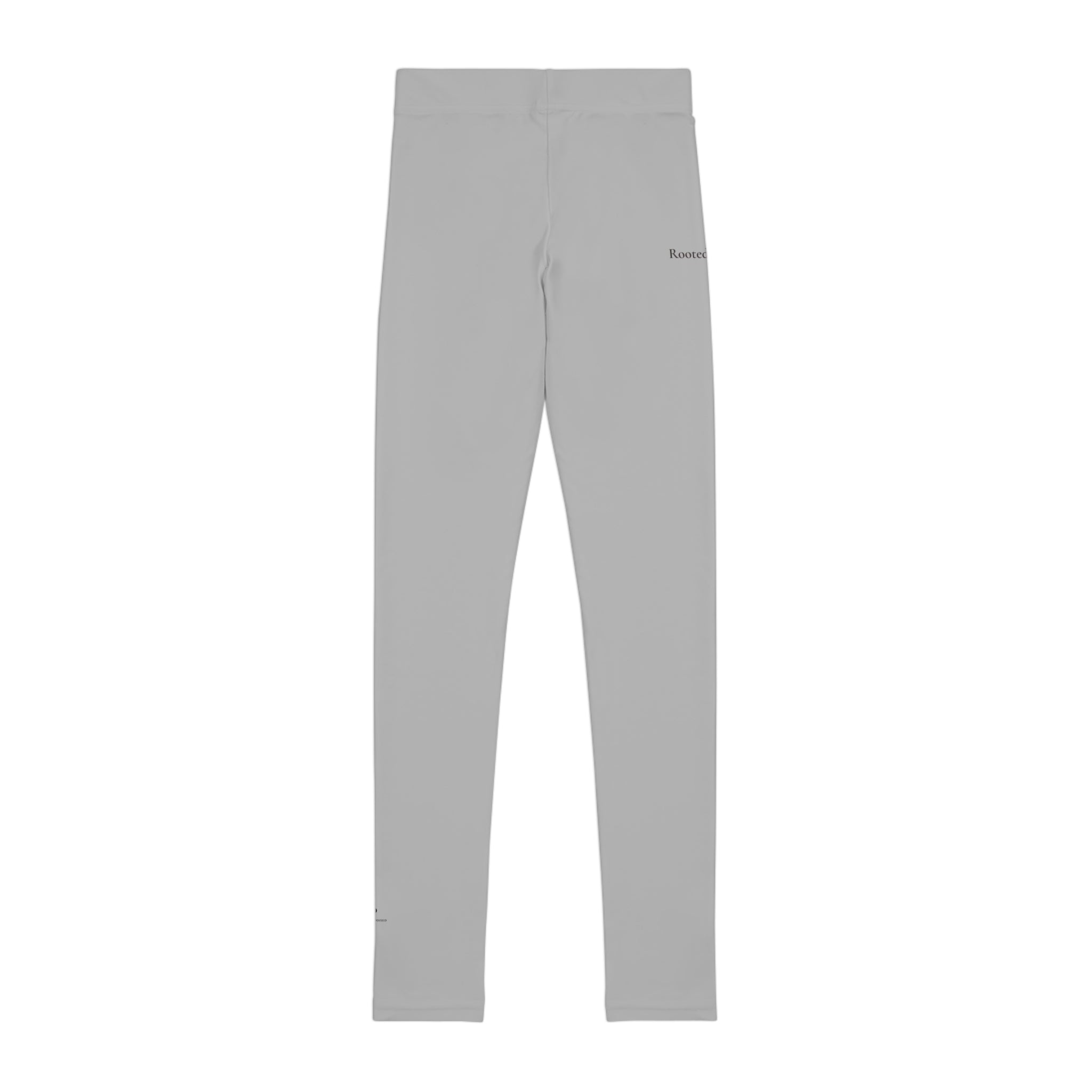 Rooted & Poised Youth Leggings — Subtle Green Script Activewear for Kids