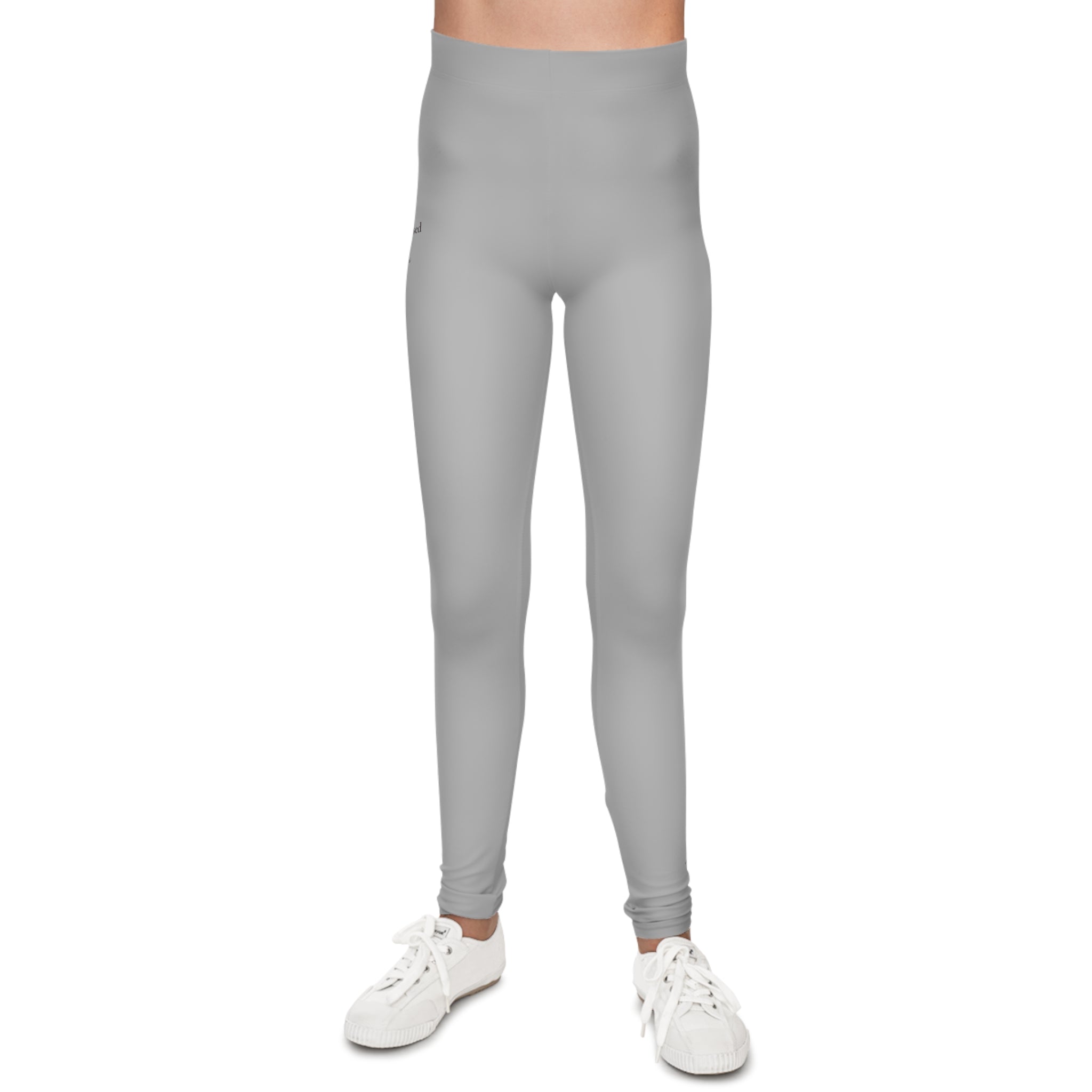 Rooted & Poised Youth Leggings — Subtle Green Script Activewear for Kids