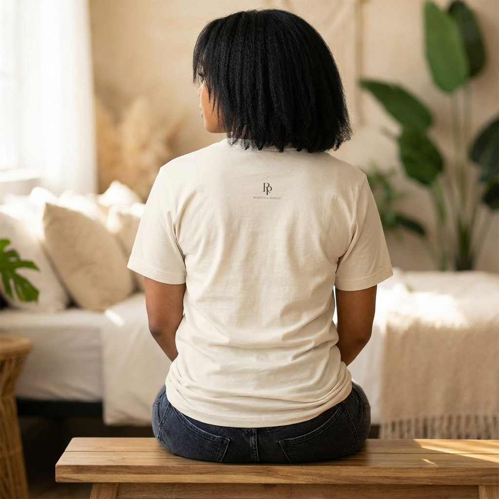 Steady. Minimalist Graphic Tee — Calm Motivational Short Sleeve Shirt