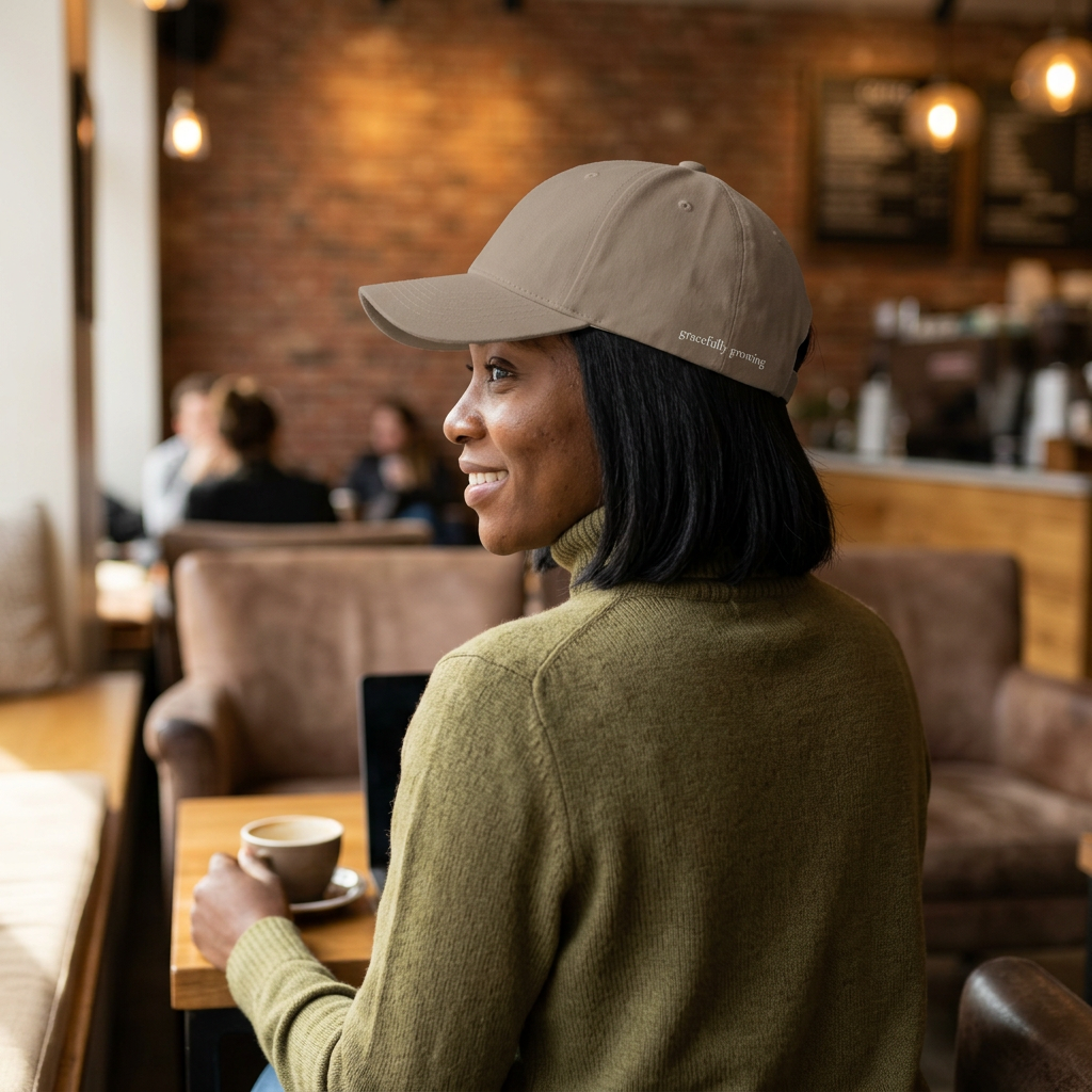 Embroidered "mother." Closed-Back Structured Cap — Minimalist Mom Baseball Hat