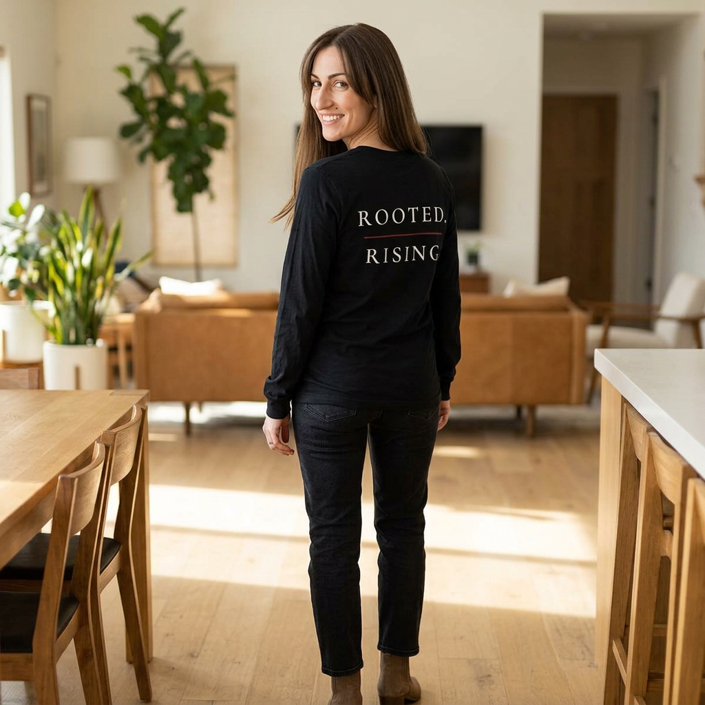 Rooted & Rising Long Sleeve Tee — Inspirational Plant-Themed Tee for Growth & Renewal