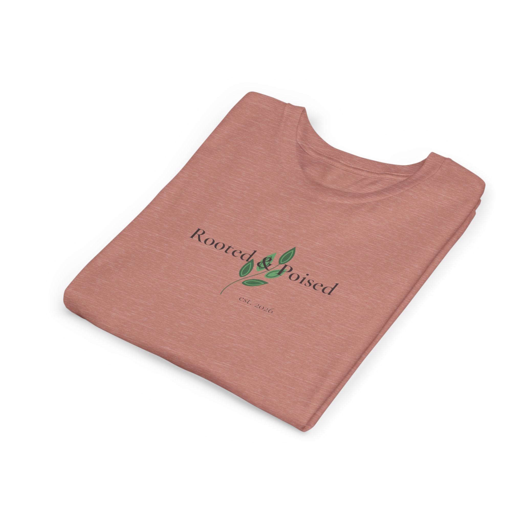 Rooted & Poised Youth Tee — Minimal Botanical Kids Shirt