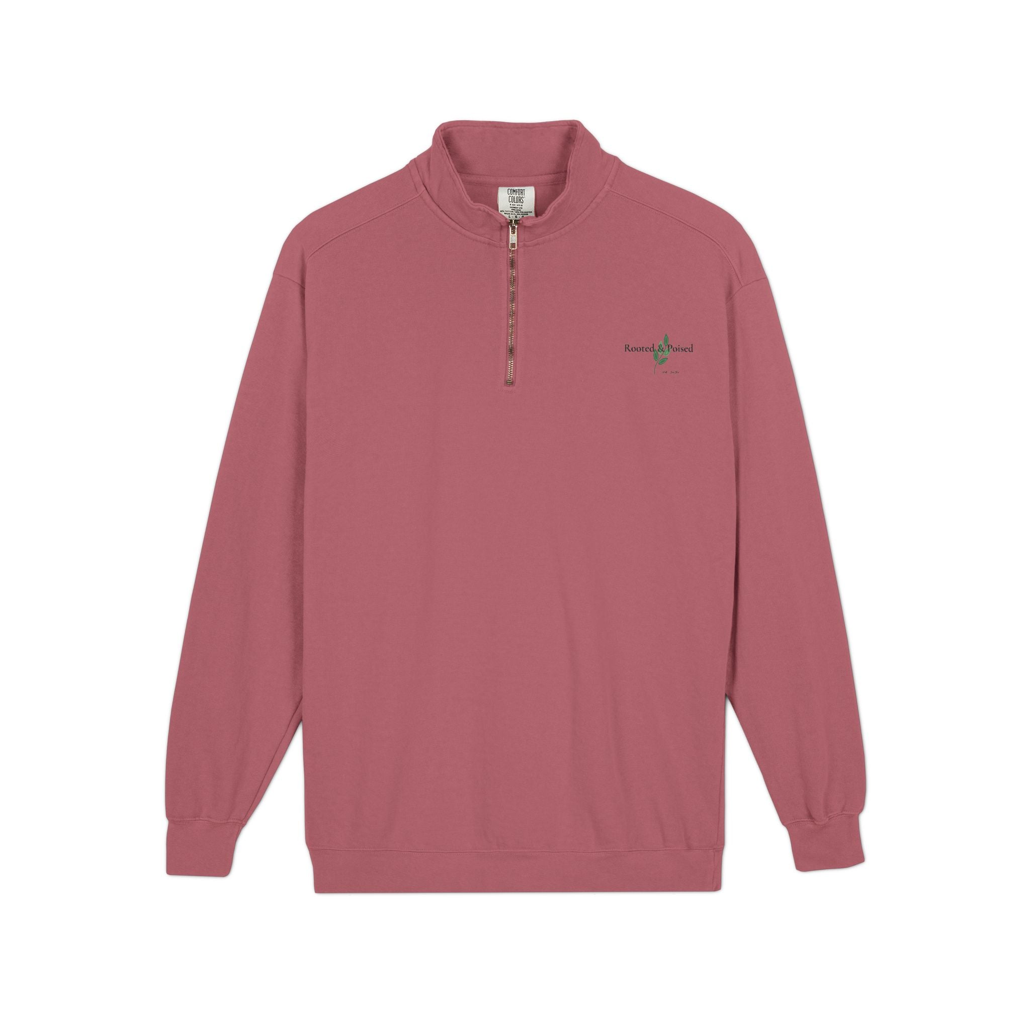 Embroidered Compass Quarter-Zip Sweatshirt — Minimalist Outdoor Pullover