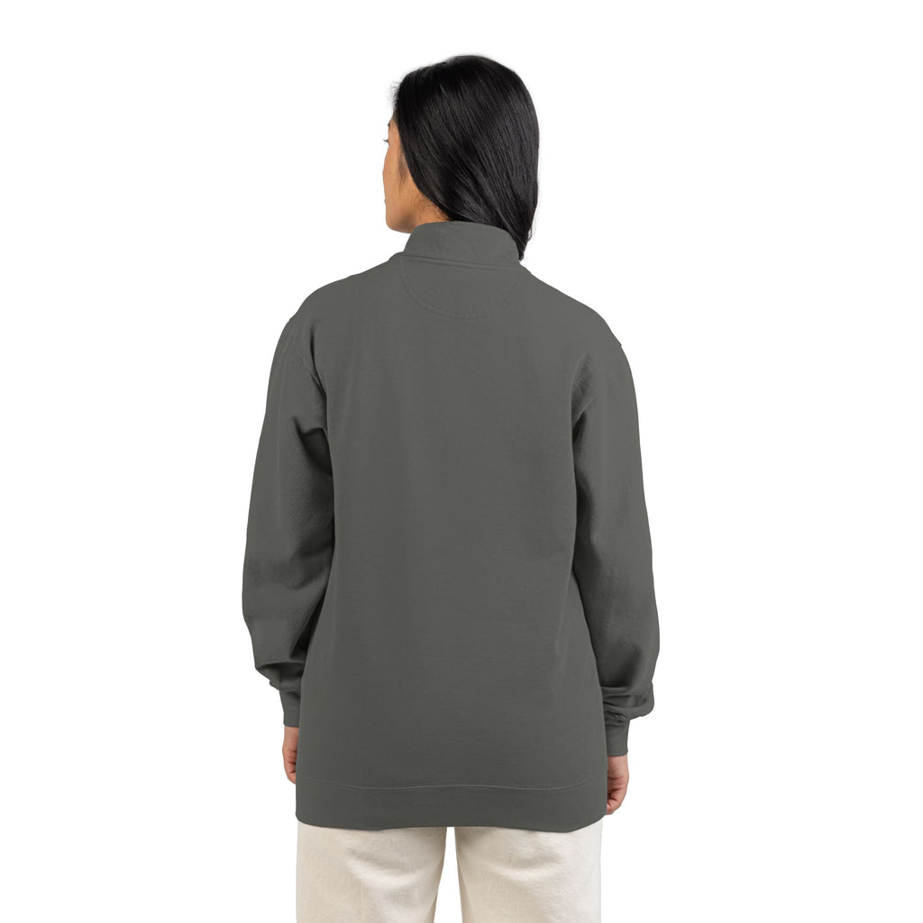 Embroidered Compass Quarter-Zip Sweatshirt — Minimalist Outdoor Pullover