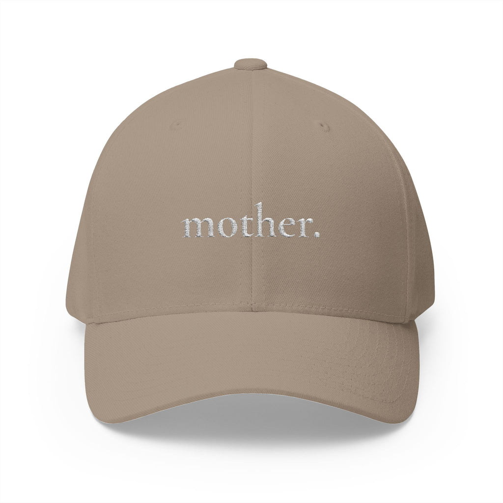 Embroidered "mother." Closed-Back Structured Cap — Minimalist Mom Baseball Hat