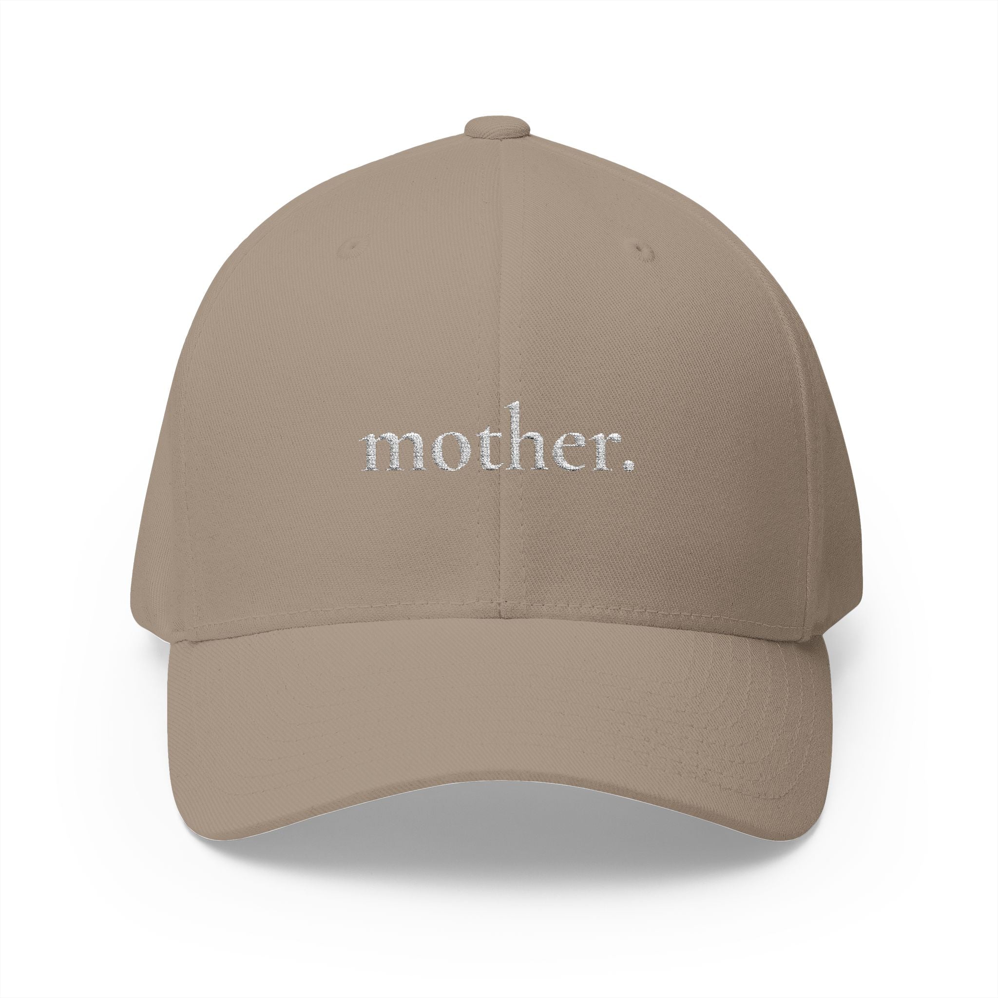 Embroidered "mother." Closed-Back Structured Cap — Minimalist Mom Baseball Hat