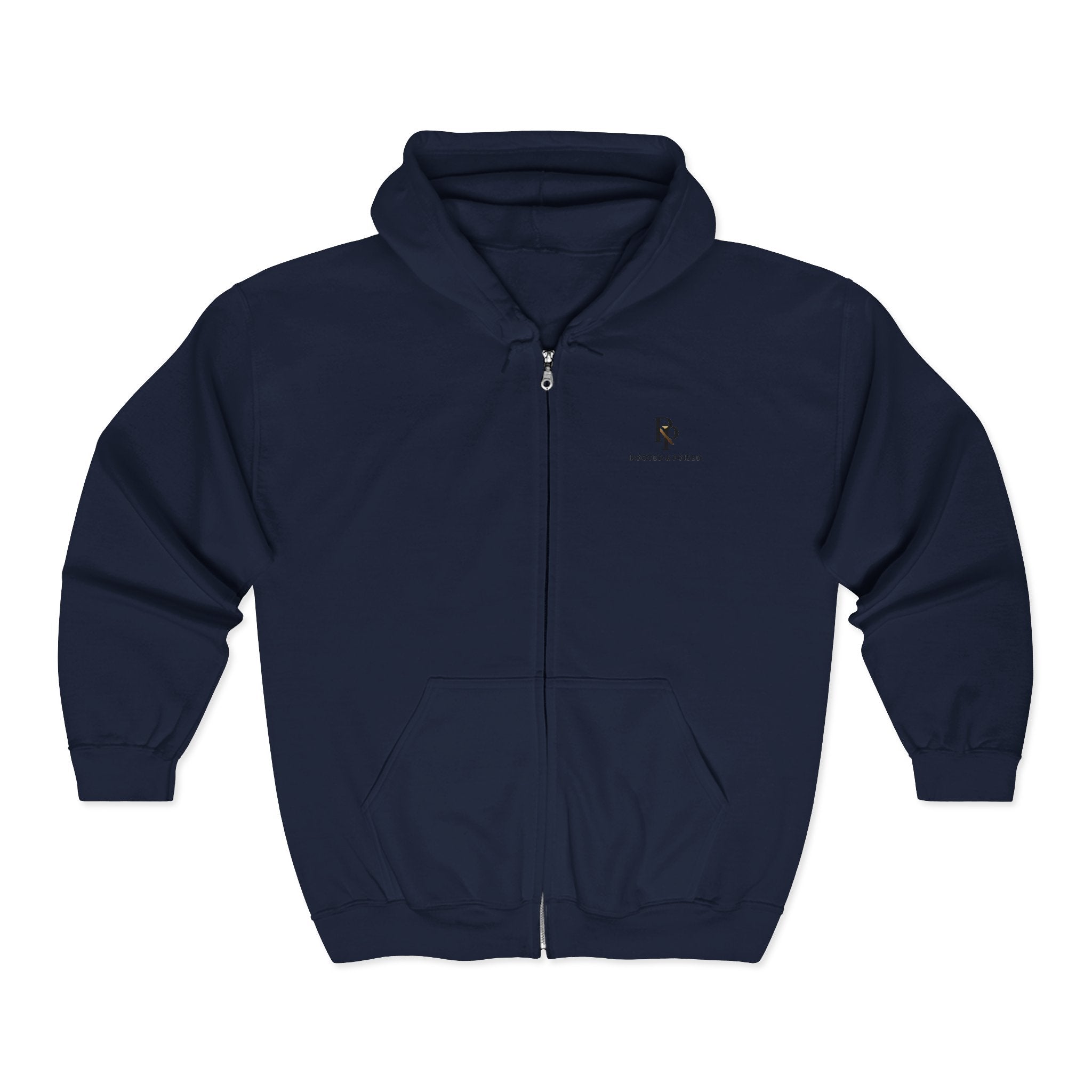 Rooted & Poised Full-Zip Hoodie — Minimal Logo Sweatshirt for Everyday Comfort