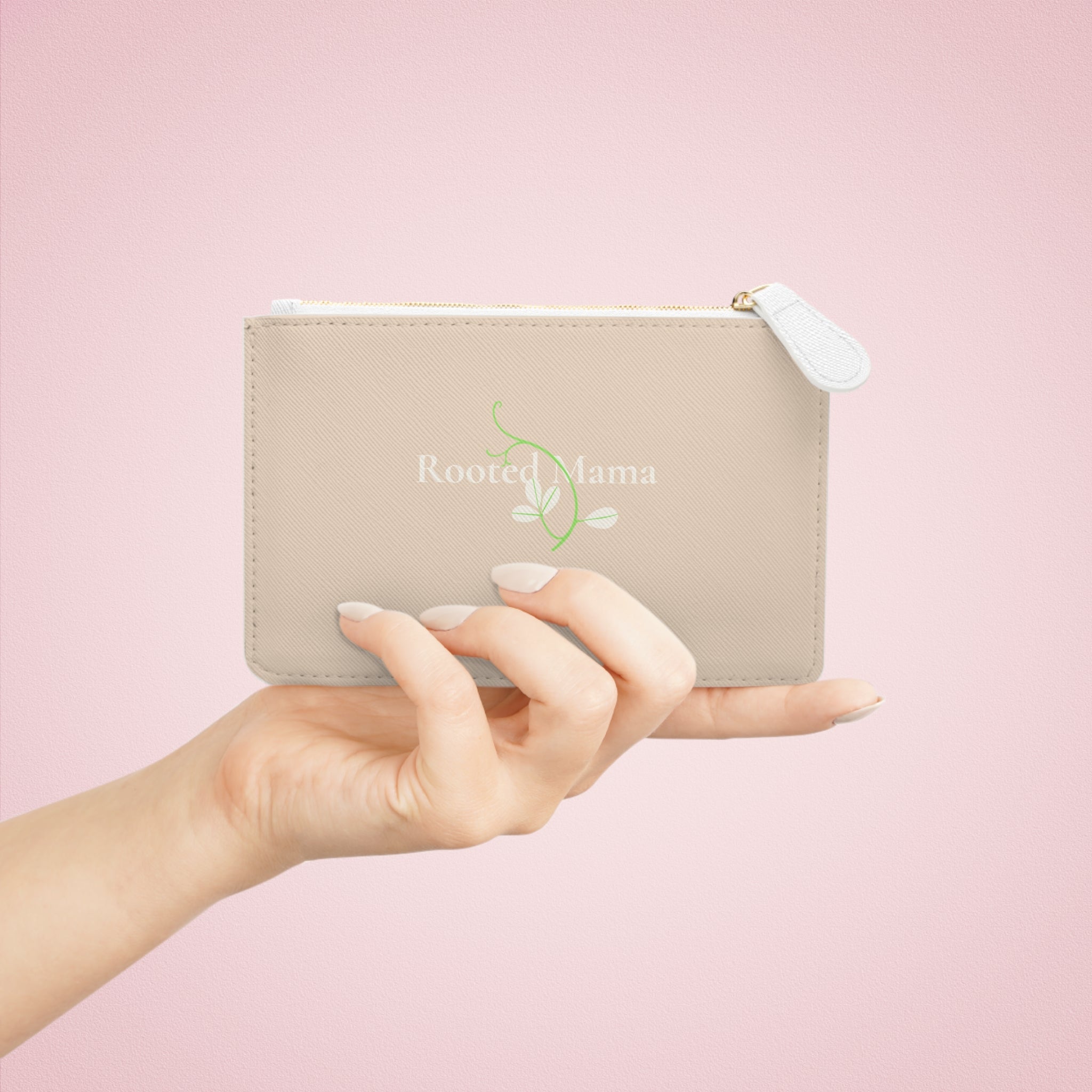 Mini Clutch Bag – "Rooted Mama" Floral Zip Pouch | Compact Wristlet for Moms, Gifts for Mother’s Day