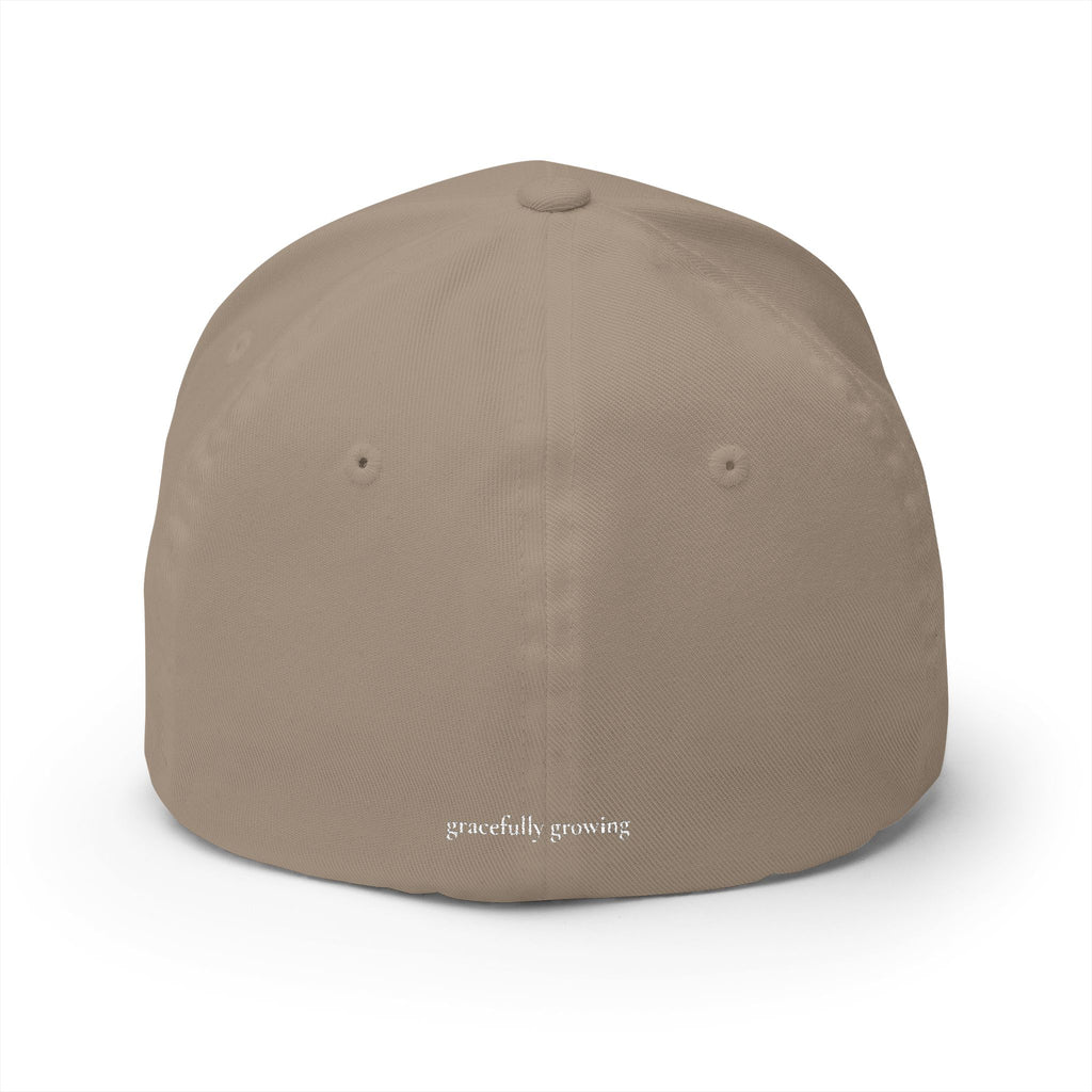 Embroidered "mother." Closed-Back Structured Cap — Minimalist Mom Baseball Hat