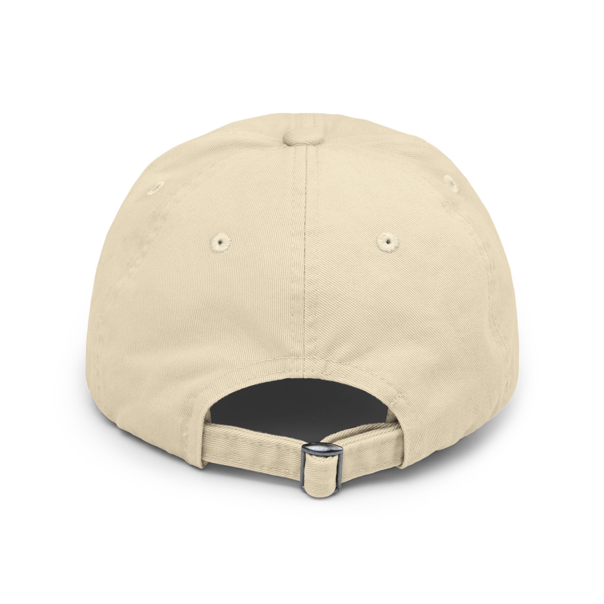 Rooted Distressed Cap — Vintage Beige Embroidered Baseball Hat
