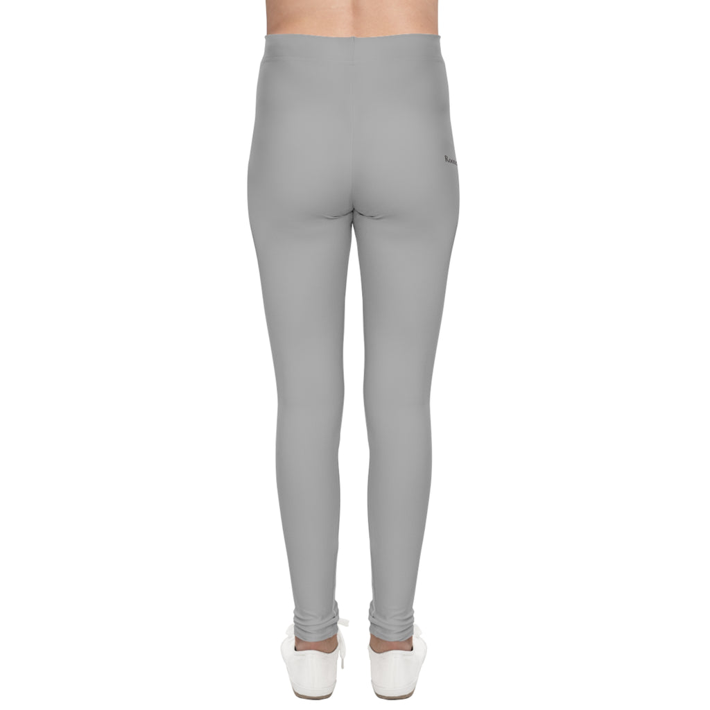 Rooted & Poised Youth Leggings — Subtle Green Script Activewear for Kids