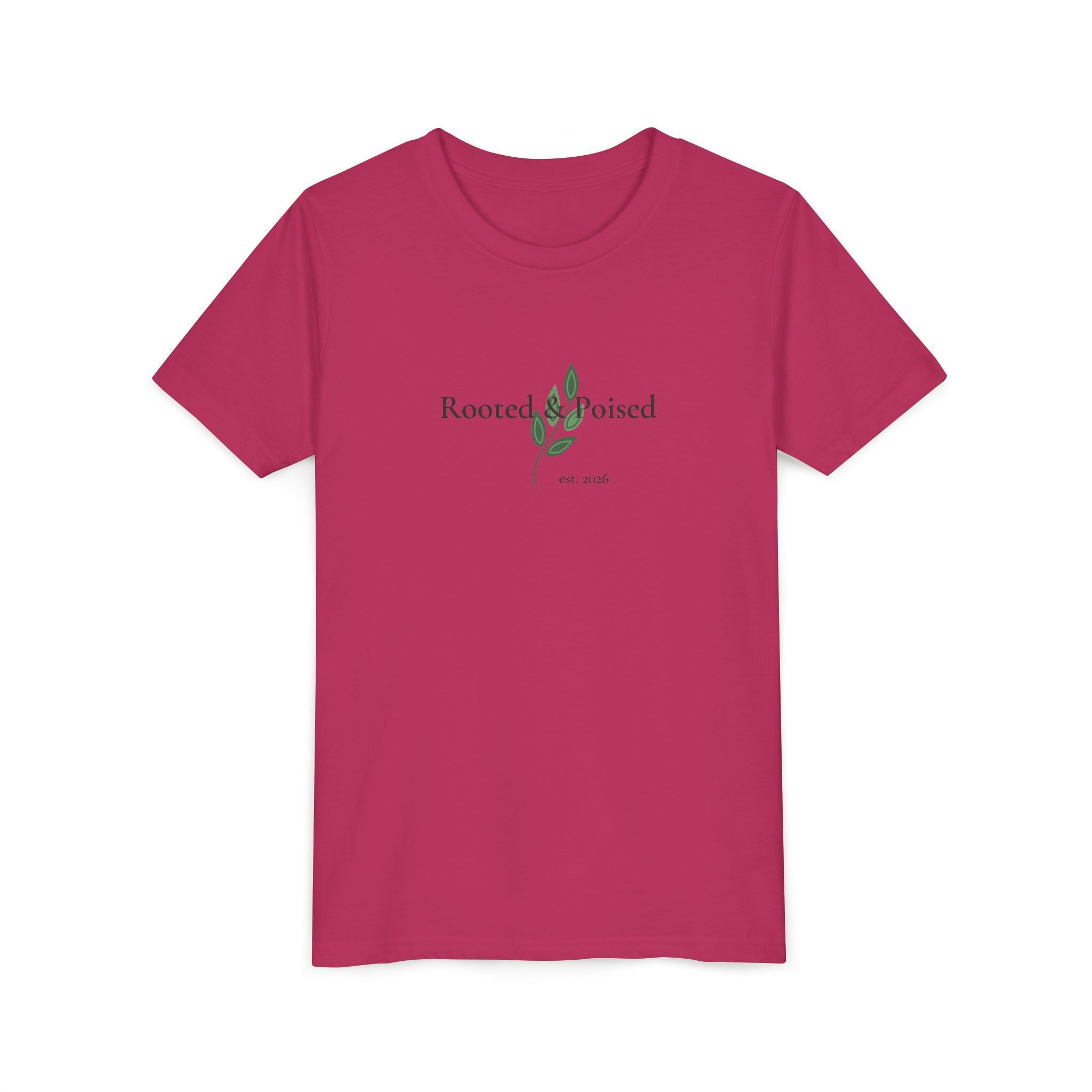 Rooted & Poised Youth Tee — Minimal Botanical Kids Shirt