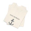 Anchored Minimalist White Tee — Simple Nautical Crew Neck Shirt