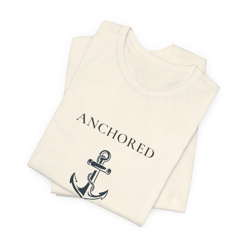 Anchored Minimalist White Tee — Simple Nautical Crew Neck Shirt