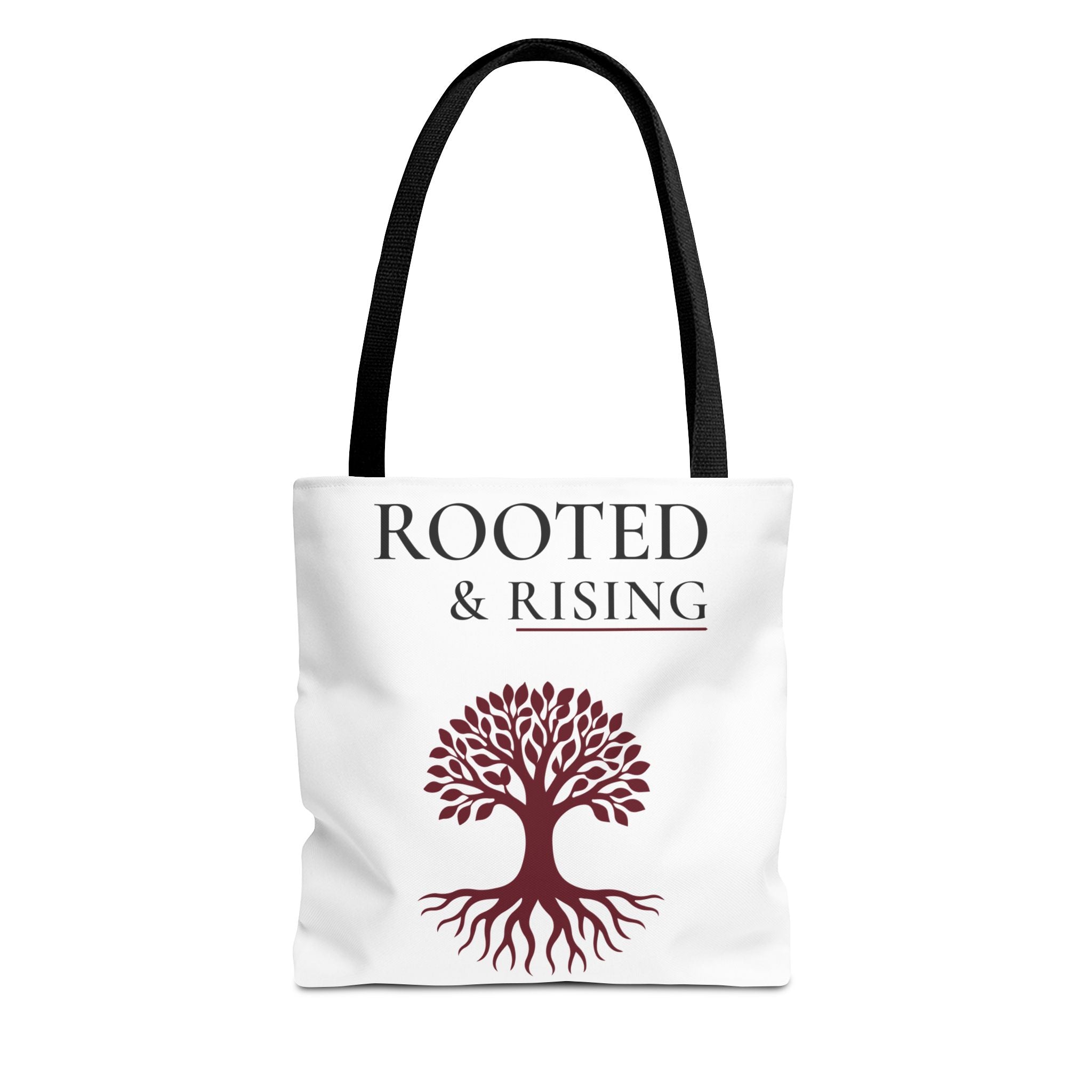 Rooted & Rising Tree Tote Bag — Inspirational Eco Canvas Shopper