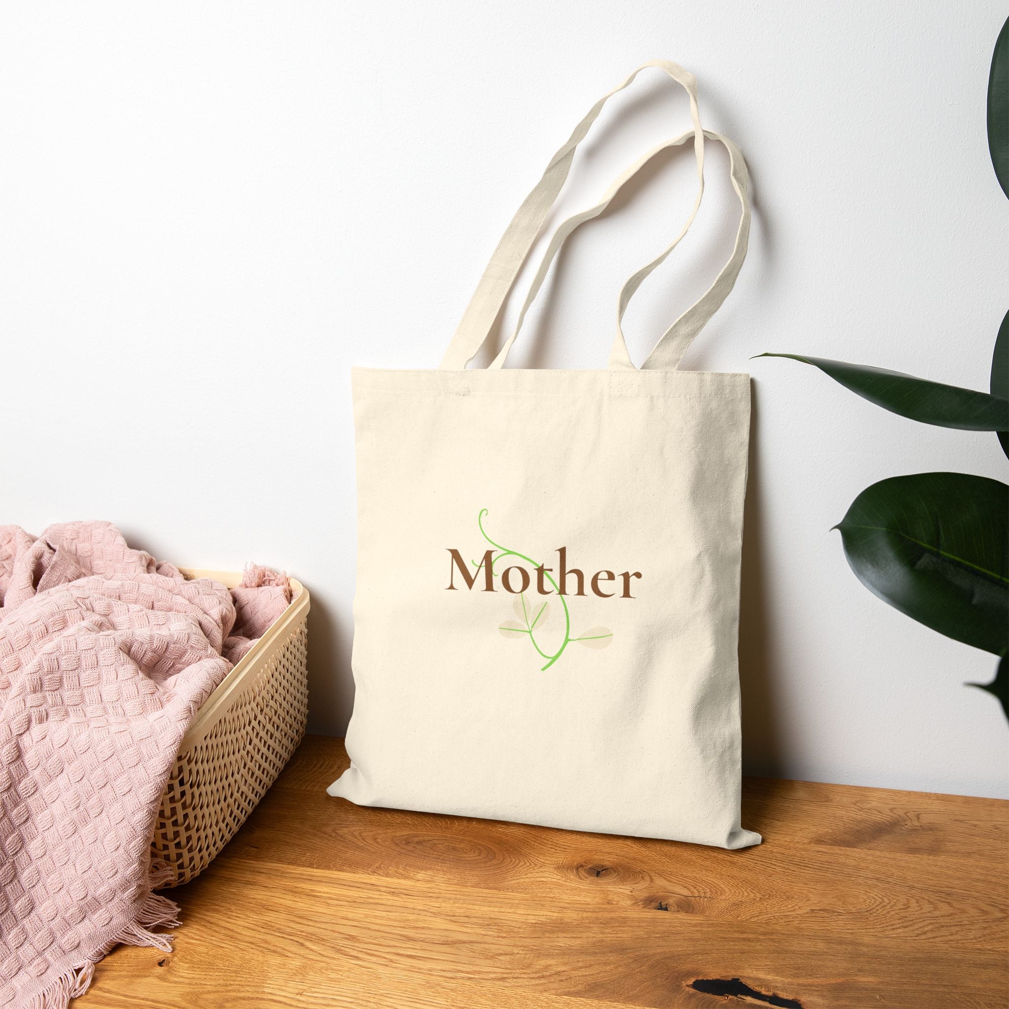 Mother Floral Tote Bag — Cotton Canvas Mom Gift for Mother's Day